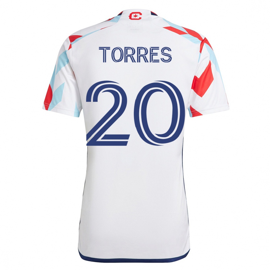レディースフットボールハイロ・トーレス#20白青アウェイシャツ2023/24ジャージーユニフォーム