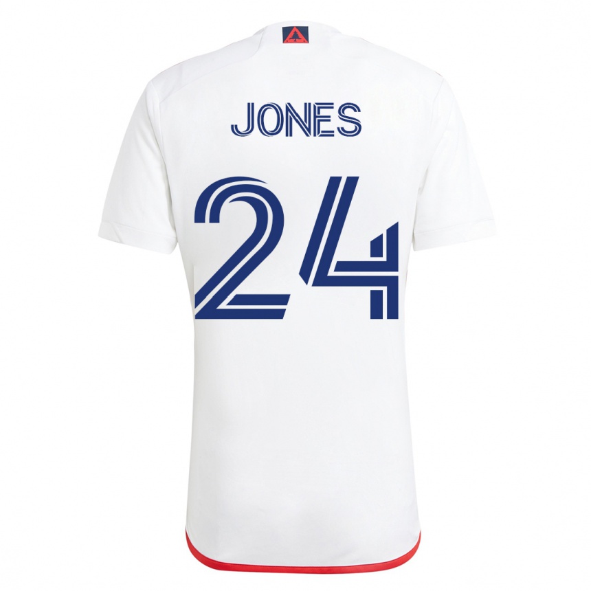 レディースフットボールデュワン・ジョーンズ#24赤、白アウェイシャツ2023/24ジャージーユニフォーム