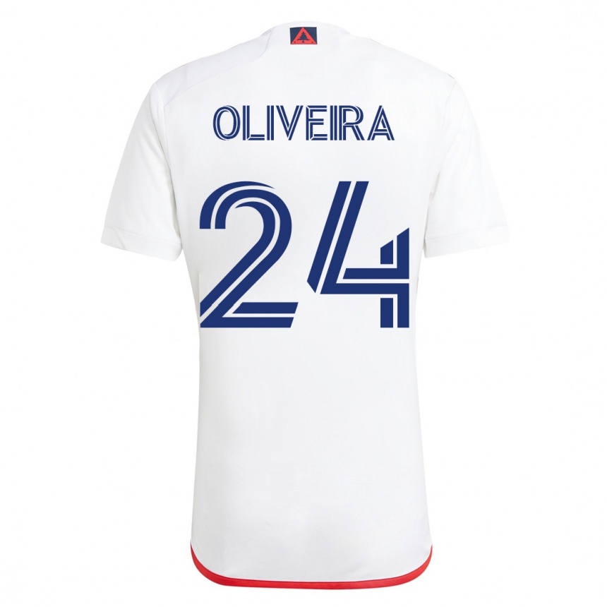 レディースフットボールクリスティアーノ・オリベイラ#24赤、白アウェイシャツ2023/24ジャージーユニフォーム