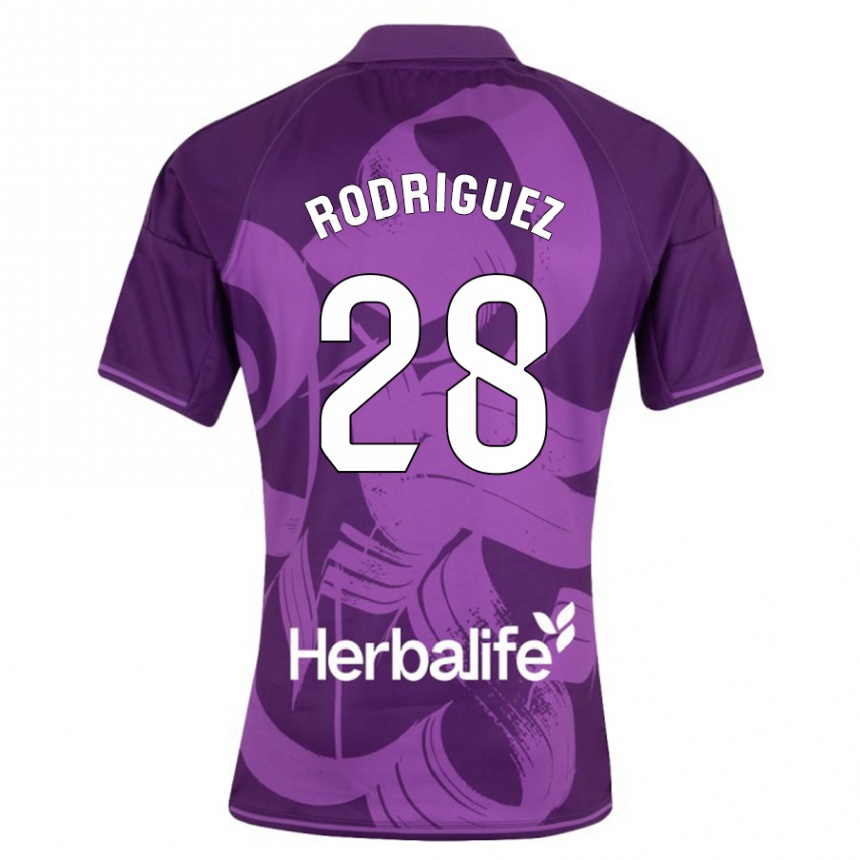 レディースフットボールヤゴ・ロドリゲス#28バイオレットアウェイシャツ2023/24ジャージーユニフォーム