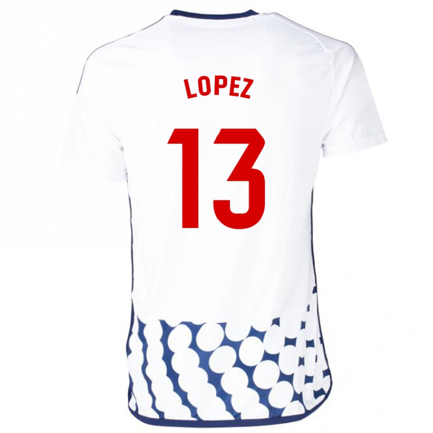 レディースフットボールルイス・フェデリコ・ロペス・アンドゥガル#13白アウェイシャツ2023/24ジャージーユニフォーム