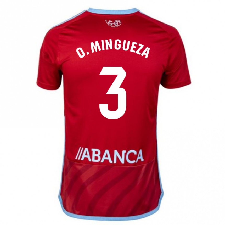 レディースフットボールオスカル・ミンゲサ#3赤アウェイシャツ2023/24ジャージーユニフォーム
