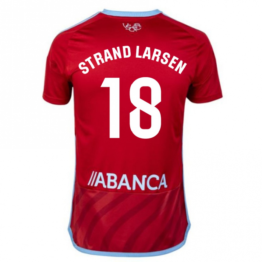 レディースフットボールヨルゲン・ストランド・ラーセン#18赤アウェイシャツ2023/24ジャージーユニフォーム