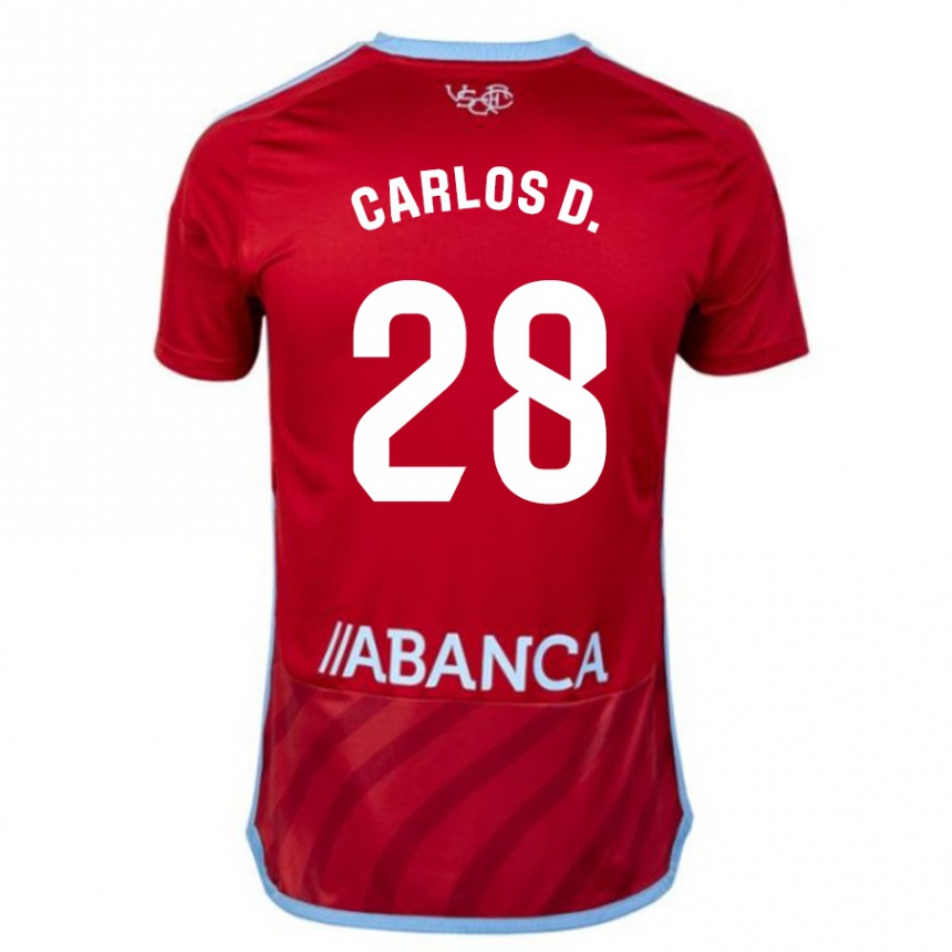 レディースフットボールカルロス・ドミンゲス・カセレス#28赤アウェイシャツ2023/24ジャージーユニフォーム