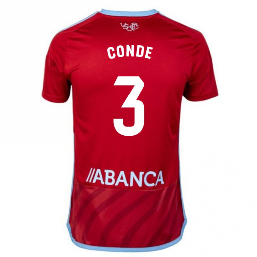 レディースフットボールマルティン・コンデ・ゴメス#3赤アウェイシャツ2023/24ジャージーユニフォーム