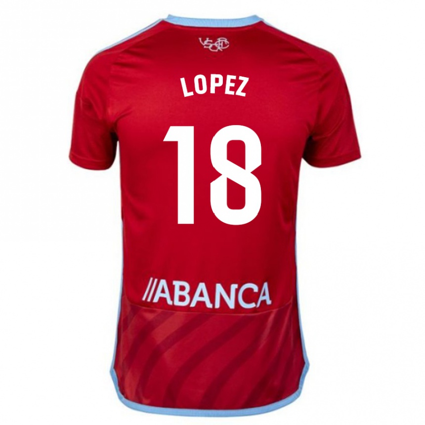 レディースフットボールジョエル・ロペス・サルゲロ#18赤アウェイシャツ2023/24ジャージーユニフォーム