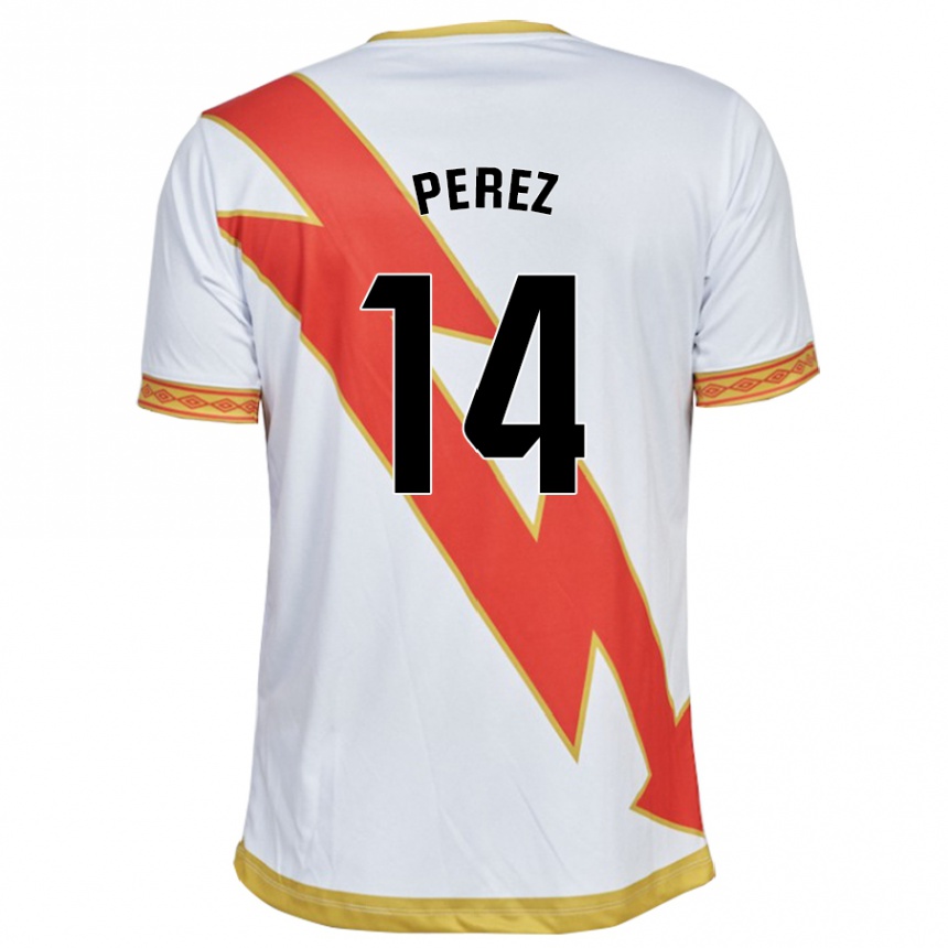 キッズフットボールキケ・ペレス#14白ホームシャツ2023/24ジャージーユニフォーム