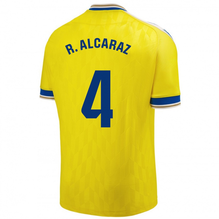 キッズフットボールルベン・アルカラス#4イエローホームシャツ2023/24ジャージーユニフォーム