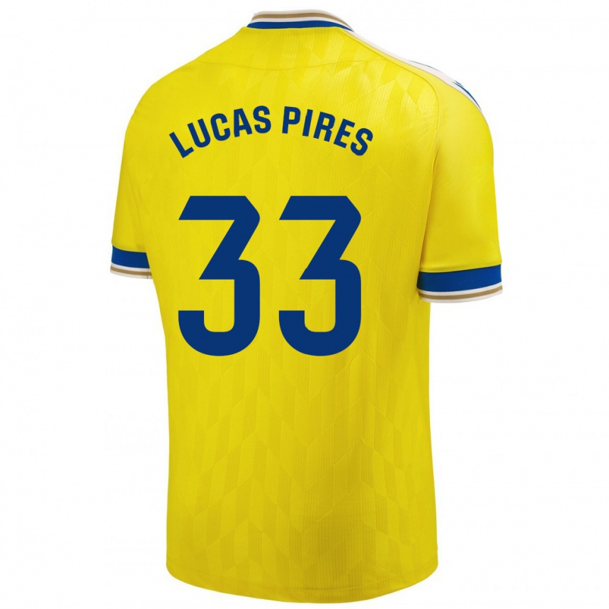 キッズフットボールルーカス・ピレス・シウヴァ#33イエローホームシャツ2023/24ジャージーユニフォーム