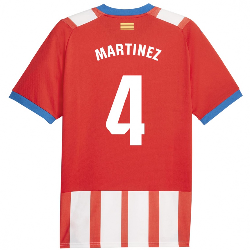キッズフットボールアルナウ・マルティネス#4赤白ホームシャツ2023/24ジャージーユニフォーム