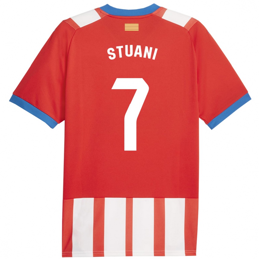 キッズフットボールクリスティアン・ストゥアーニ#7赤白ホームシャツ2023/24ジャージーユニフォーム