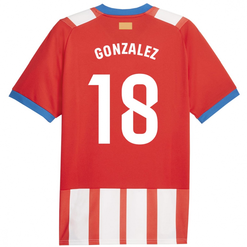 キッズフットボールジェラルド・ゴンザレス#18赤白ホームシャツ2023/24ジャージーユニフォーム