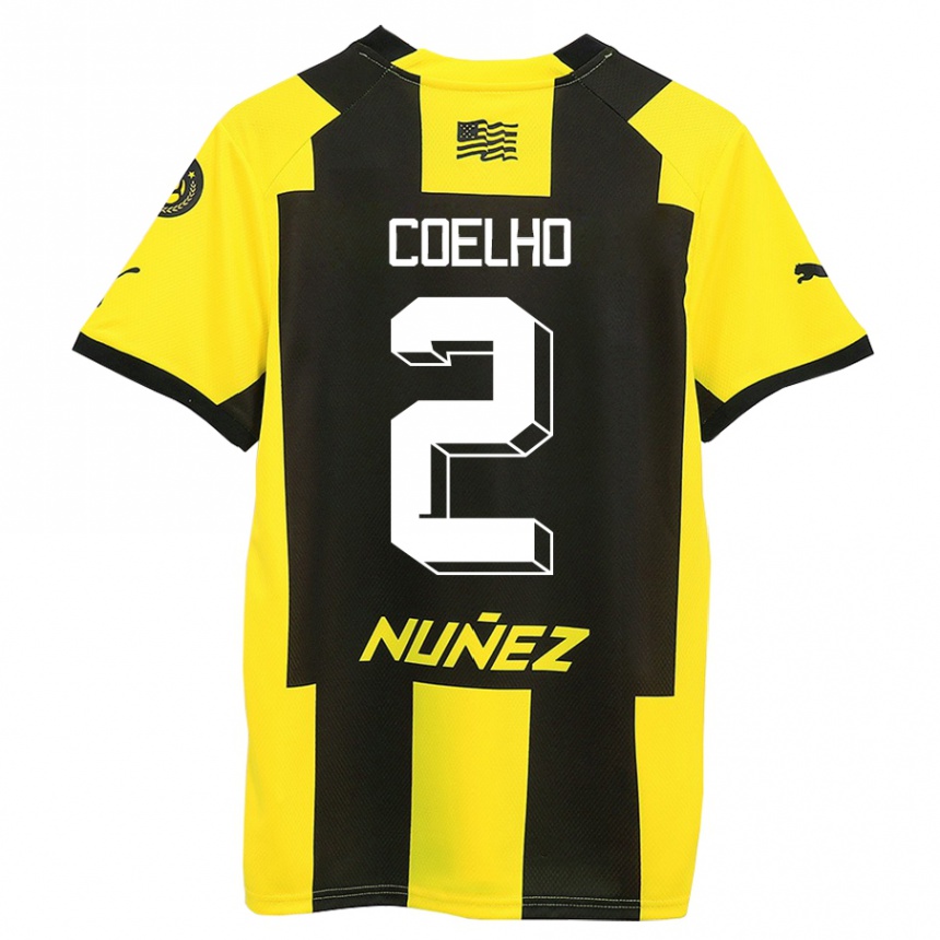 キッズフットボールレオ・コエーリョ#2黄 黒ホームシャツ2023/24ジャージーユニフォーム