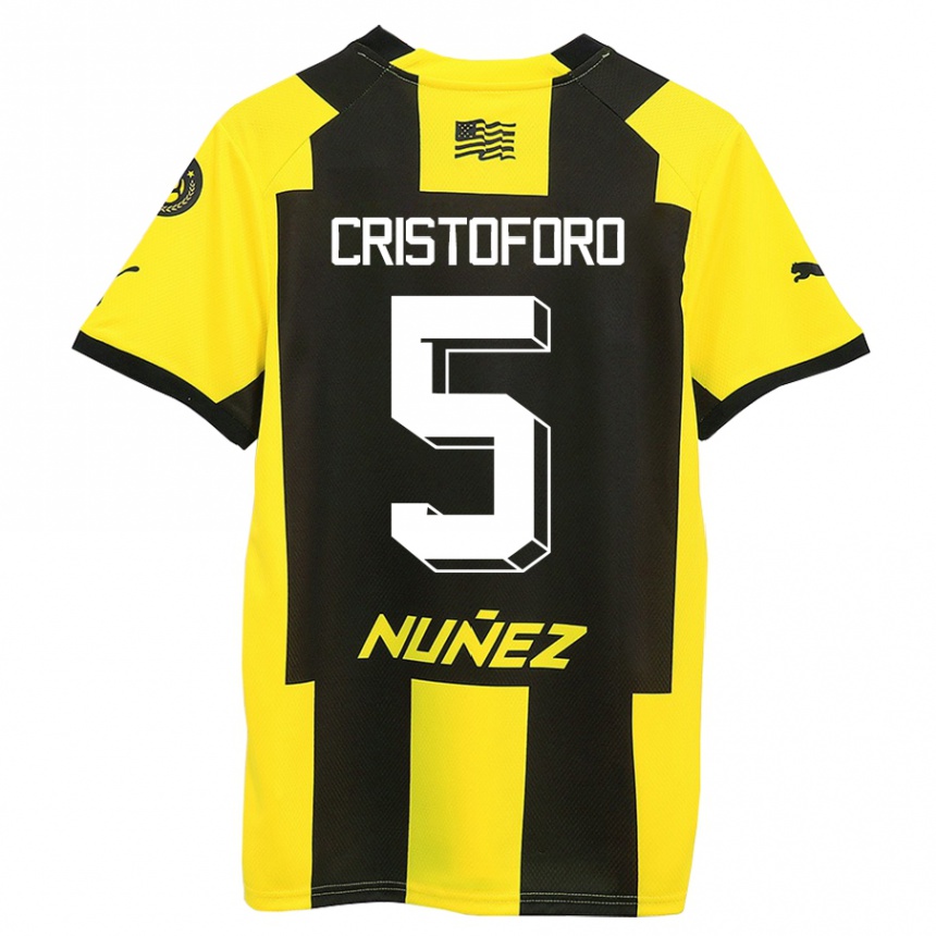 キッズフットボールセバスティアン・クリストフォロ#5黄 黒ホームシャツ2023/24ジャージーユニフォーム