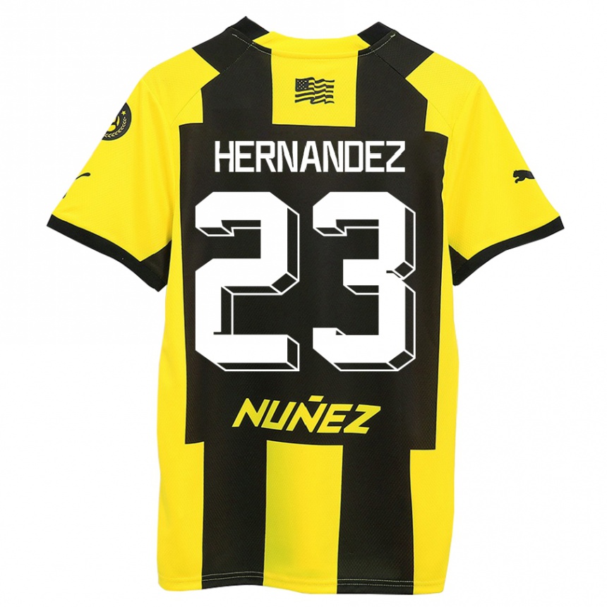キッズフットボールアベル・エルナンデス#23黄 黒ホームシャツ2023/24ジャージーユニフォーム
