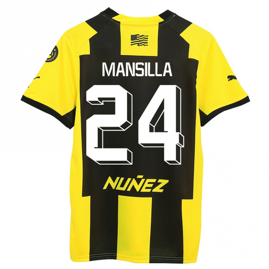 キッズフットボールブリアン・マンシージャ#24黄 黒ホームシャツ2023/24ジャージーユニフォーム
