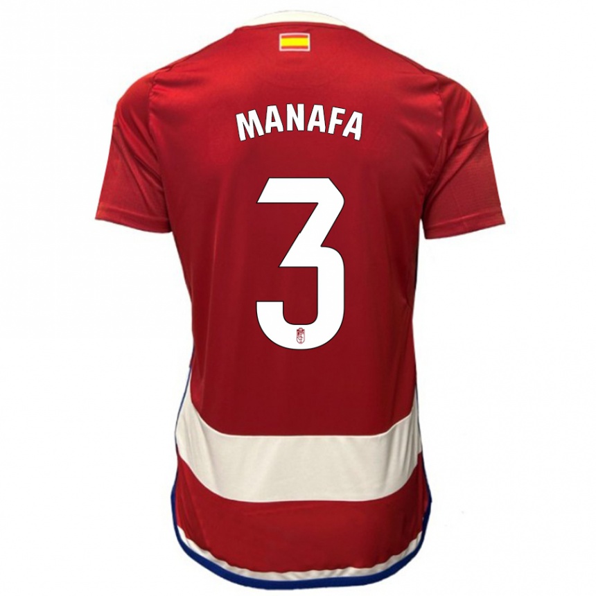 キッズフットボールウィルソン・マナファ#3赤ホームシャツ2023/24ジャージーユニフォーム