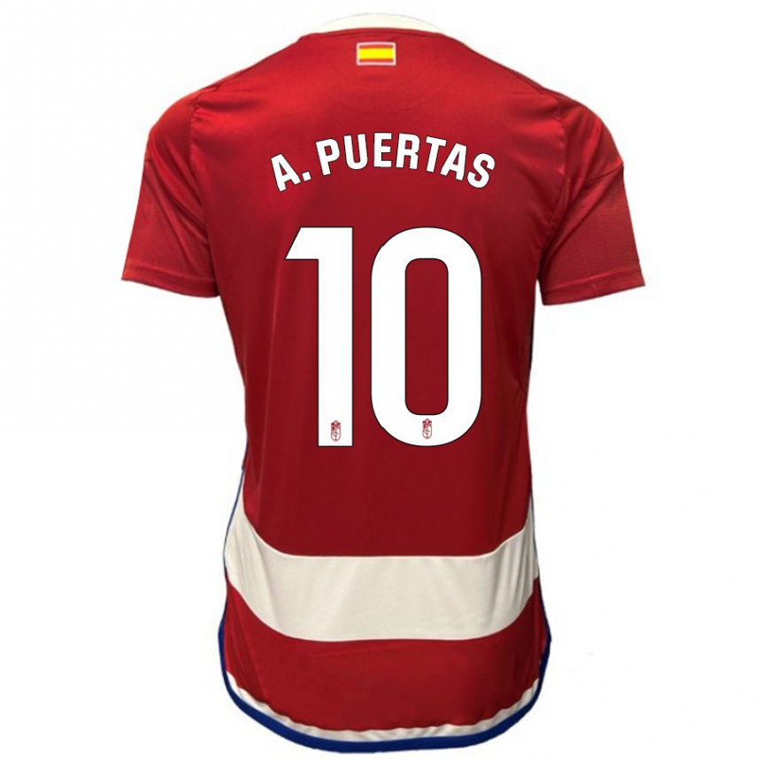 キッズフットボールアントニオ・プエルタス#10赤ホームシャツ2023/24ジャージーユニフォーム
