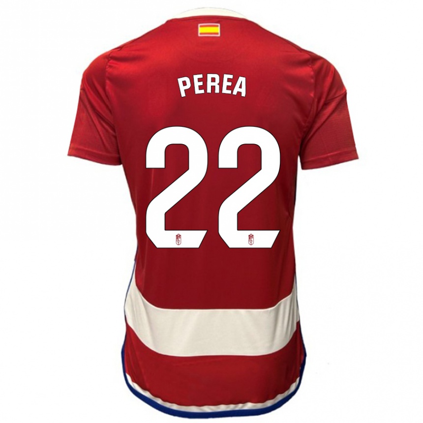 キッズフットボールアルベルト・ペレア#22赤ホームシャツ2023/24ジャージーユニフォーム