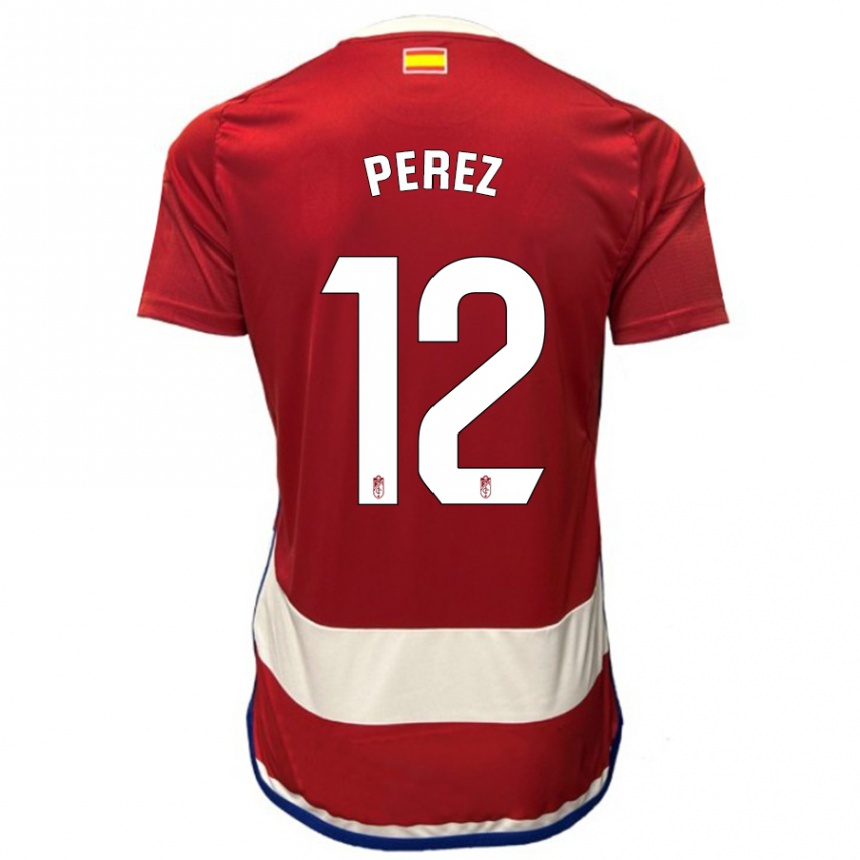 キッズフットボールアルバ・ペレス#12赤ホームシャツ2023/24ジャージーユニフォーム