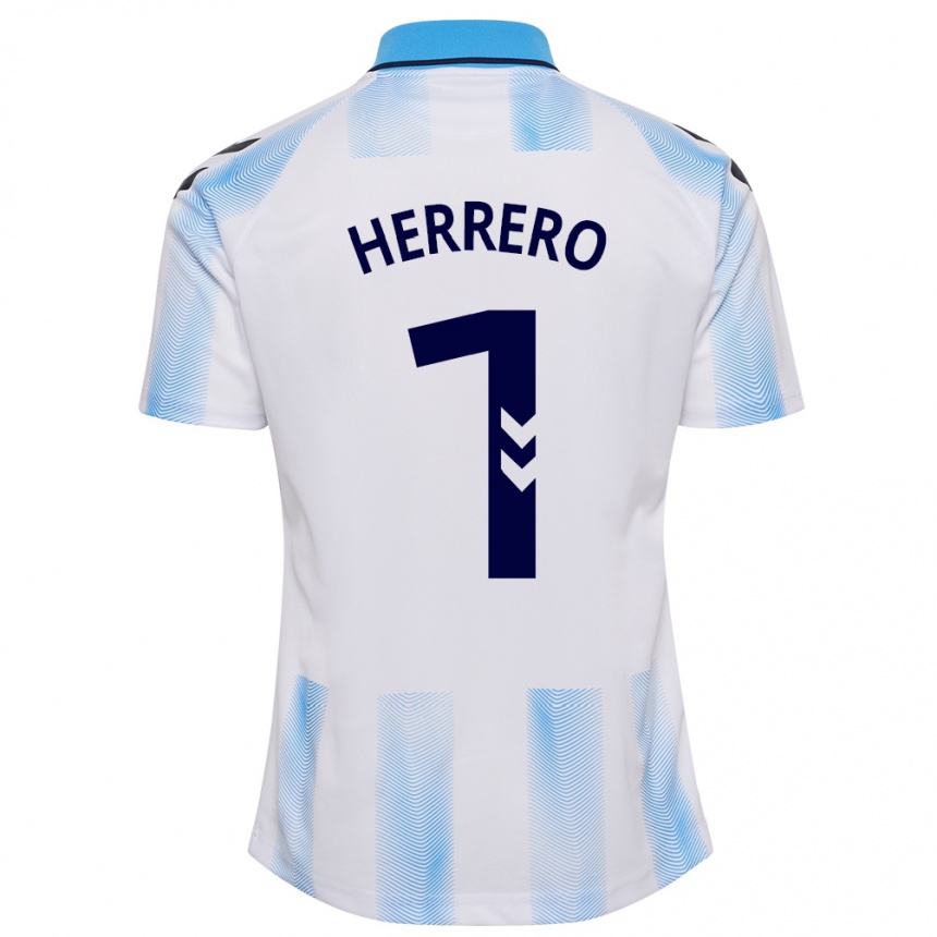 キッズフットボールアルフォンソ・エレーロ#1白青ホームシャツ2023/24ジャージーユニフォーム