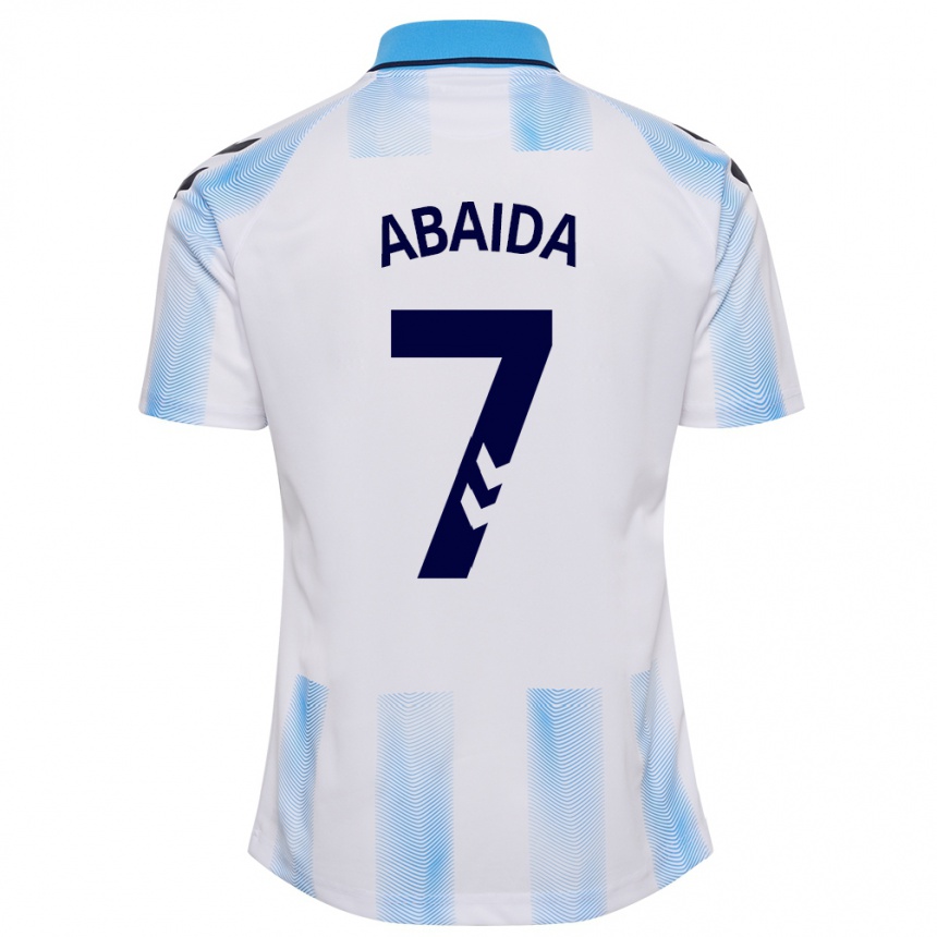 キッズフットボールハイタム・アバイダ#7白青ホームシャツ2023/24ジャージーユニフォーム