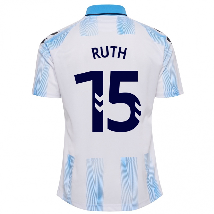 キッズフットボールルース#15白青ホームシャツ2023/24ジャージーユニフォーム