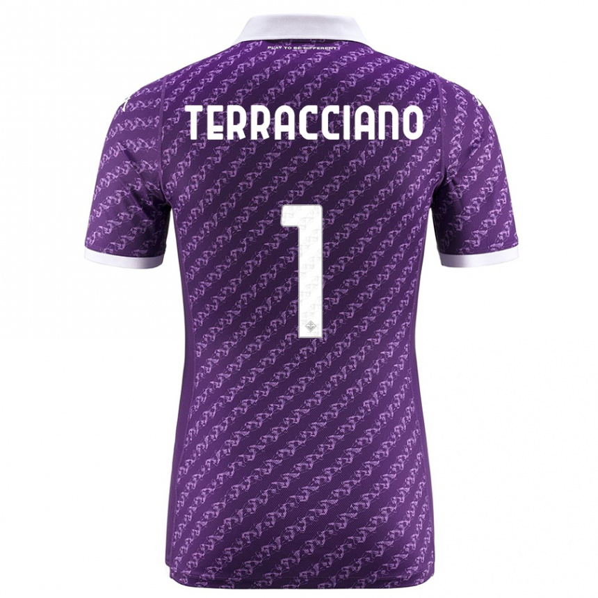 キッズフットボールピエトロ・テラッチアーノ#1バイオレットホームシャツ2023/24ジャージーユニフォーム