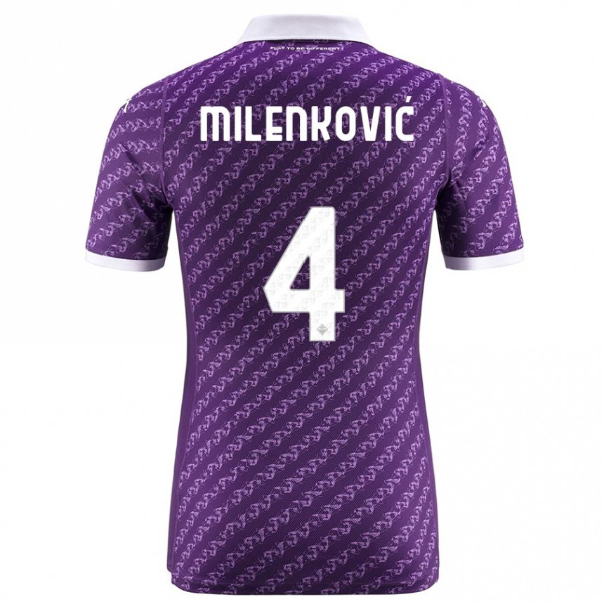 キッズフットボールニコラ・ミレンコヴィッチ#4バイオレットホームシャツ2023/24ジャージーユニフォーム