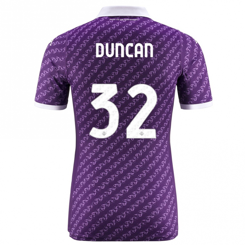 キッズフットボールアルフレッド・ダンカン#32バイオレットホームシャツ2023/24ジャージーユニフォーム