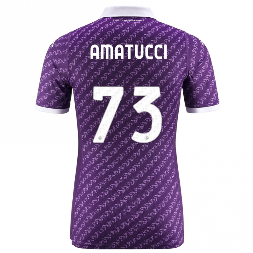 キッズフットボールロレンツォ・アマトゥッチ#73バイオレットホームシャツ2023/24ジャージーユニフォーム