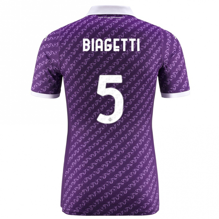 キッズフットボールクリスチャン・ビアゲッティ#5バイオレットホームシャツ2023/24ジャージーユニフォーム