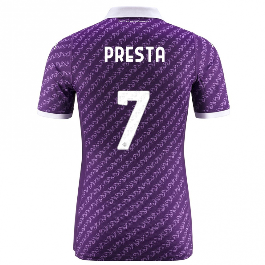 キッズフットボールフランチェスコ・プレスタ#7バイオレットホームシャツ2023/24ジャージーユニフォーム