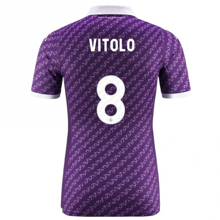 キッズフットボールフェデリコ・ビトーロ#8バイオレットホームシャツ2023/24ジャージーユニフォーム