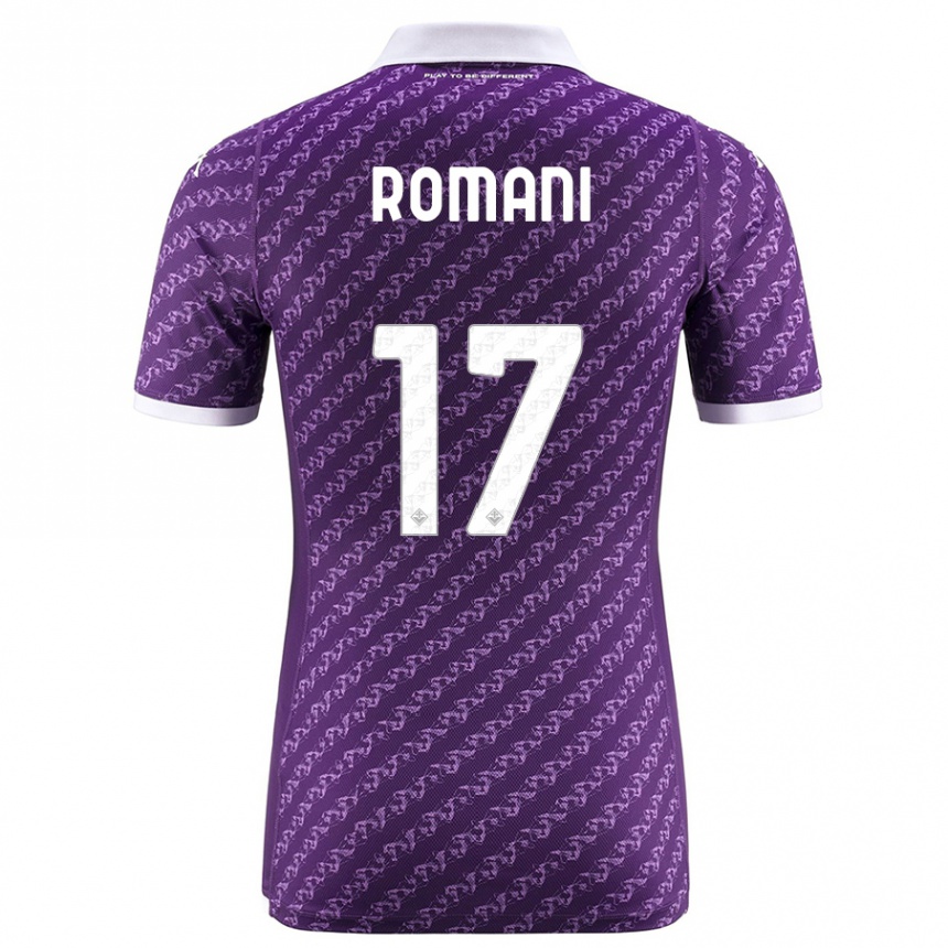 キッズフットボールロレンゾ・ロマーニ#17バイオレットホームシャツ2023/24ジャージーユニフォーム