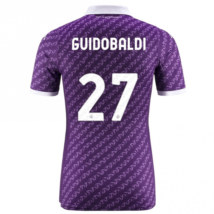 キッズフットボールフィリッポ・グドバルディ#27バイオレットホームシャツ2023/24ジャージーユニフォーム