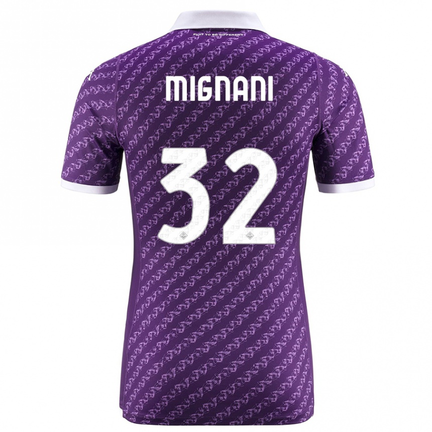 キッズフットボールカルロ・ミニャーニ#32バイオレットホームシャツ2023/24ジャージーユニフォーム