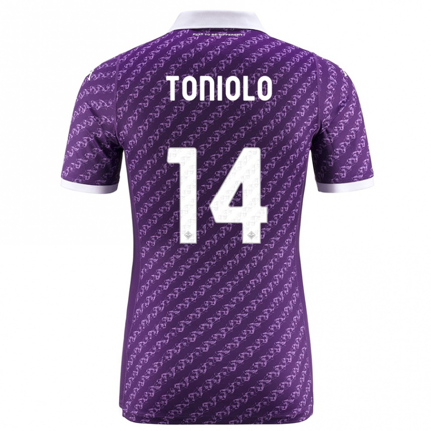 キッズフットボールマルティナ・トニオロ#14バイオレットホームシャツ2023/24ジャージーユニフォーム