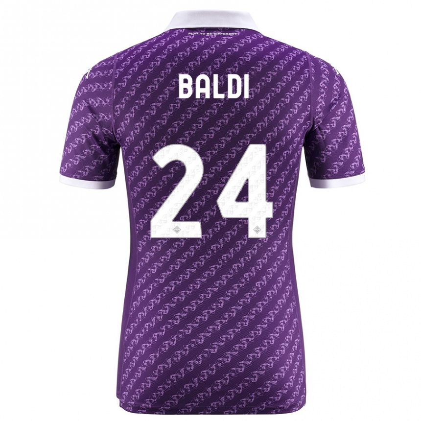 キッズフットボールラケーレ・バルディ#24バイオレットホームシャツ2023/24ジャージーユニフォーム