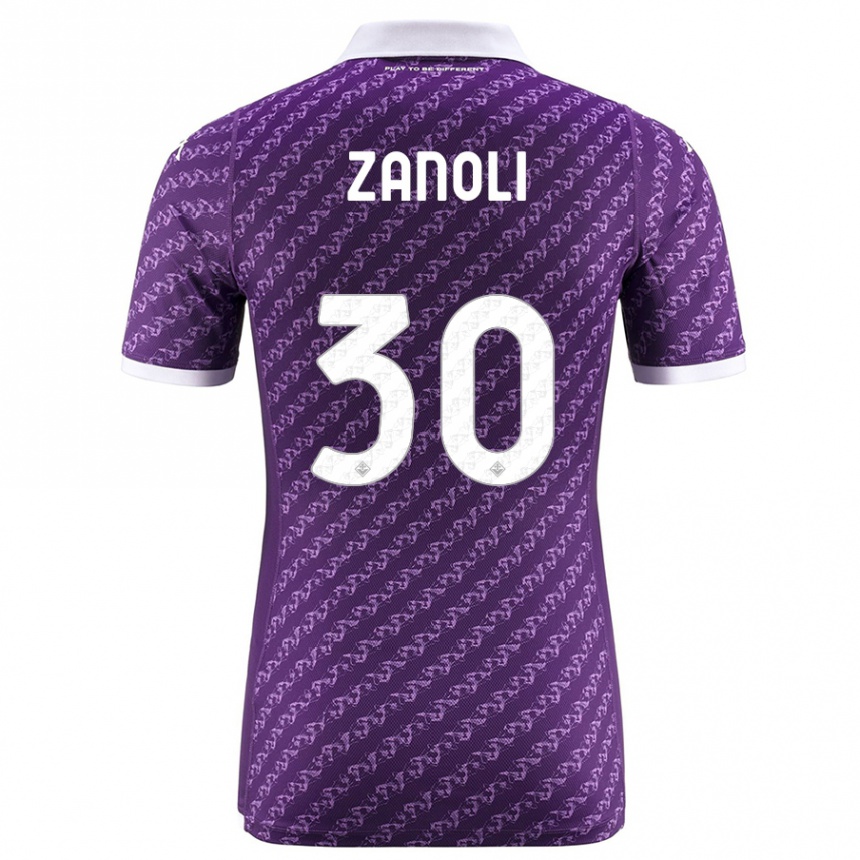 キッズフットボールマルティナ・ザノーリ#30バイオレットホームシャツ2023/24ジャージーユニフォーム
