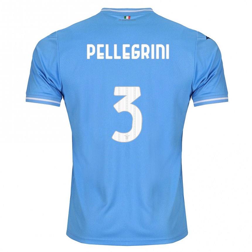キッズフットボールルカ・ペッレグリーニ#3青ホームシャツ2023/24ジャージーユニフォーム