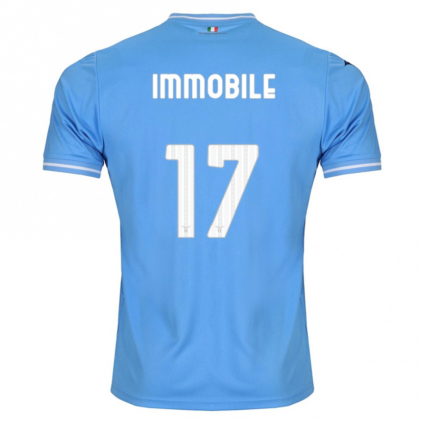 キッズフットボールチーロ・インモービレ#17青ホームシャツ2023/24ジャージーユニフォーム