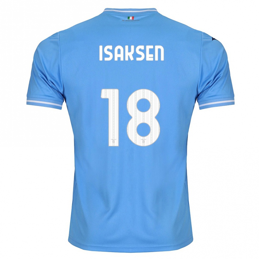 キッズフットボールグスタフ・イサクセン#18青ホームシャツ2023/24ジャージーユニフォーム