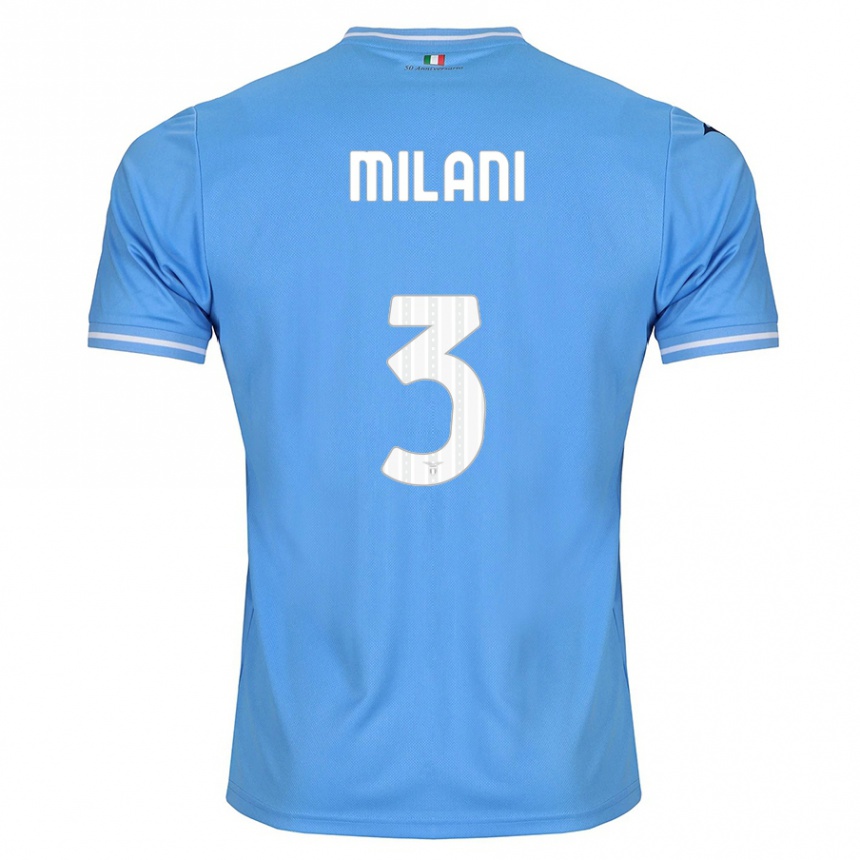 キッズフットボールアレッサンドロ・ミラニ#3青ホームシャツ2023/24ジャージーユニフォーム