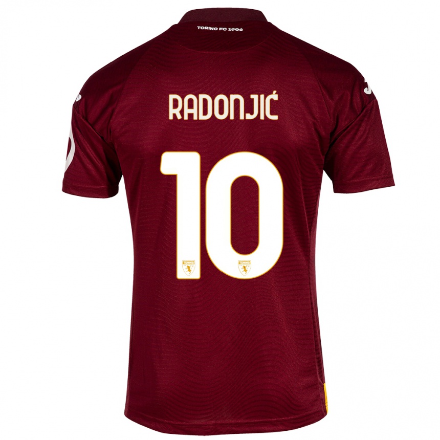 キッズフットボールネマニャ・ラドニッチ#10暗赤色ホームシャツ2023/24ジャージーユニフォーム