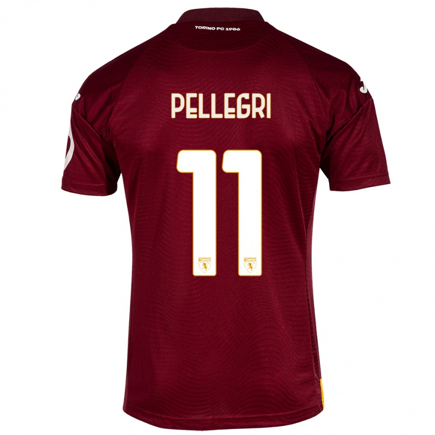 キッズフットボールピエトロ・ペッレグリ#11暗赤色ホームシャツ2023/24ジャージーユニフォーム