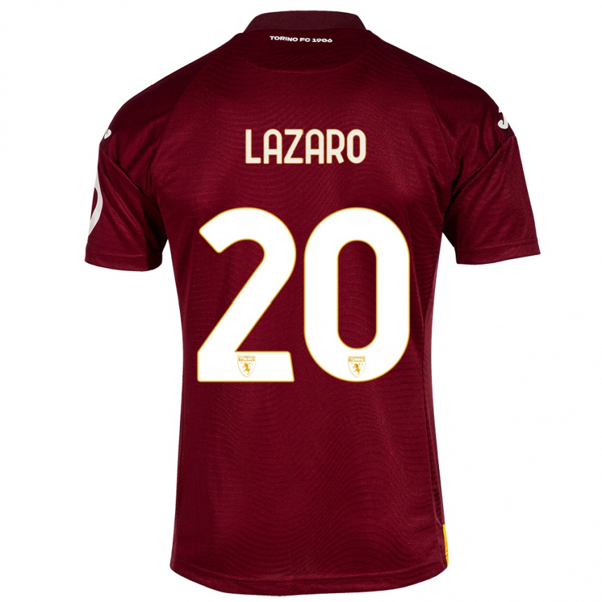 キッズフットボールヴァレンティーノ・ラザロ#20暗赤色ホームシャツ2023/24ジャージーユニフォーム