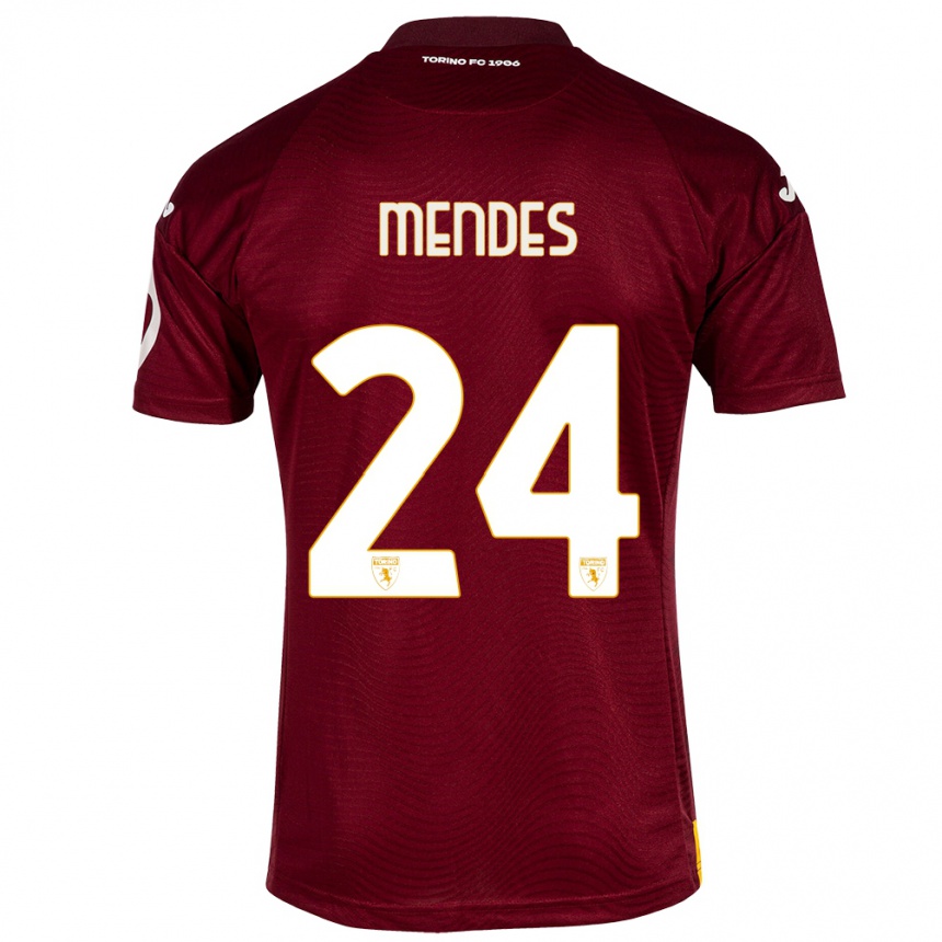 キッズフットボールロドリゴ・ファビアーノ・メンデス#24暗赤色ホームシャツ2023/24ジャージーユニフォーム