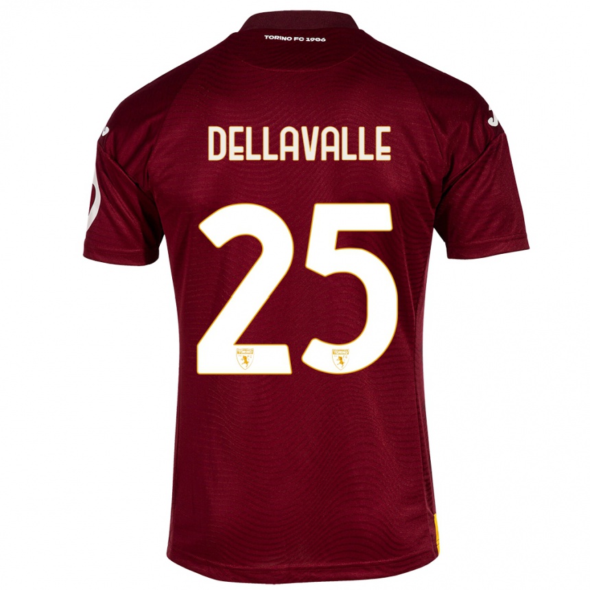 キッズフットボールアレッサンドロ・デッラヴァッレ#25暗赤色ホームシャツ2023/24ジャージーユニフォーム