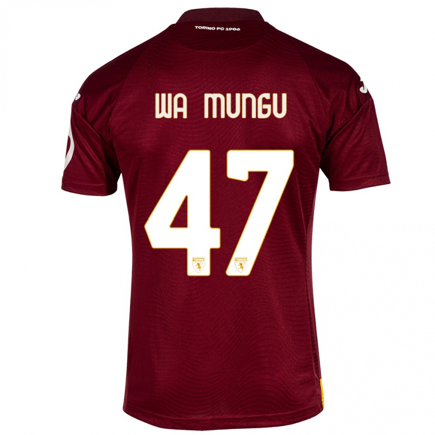 キッズフットボールヴィモジ・ムントゥ・ワ・ムング#47暗赤色ホームシャツ2023/24ジャージーユニフォーム